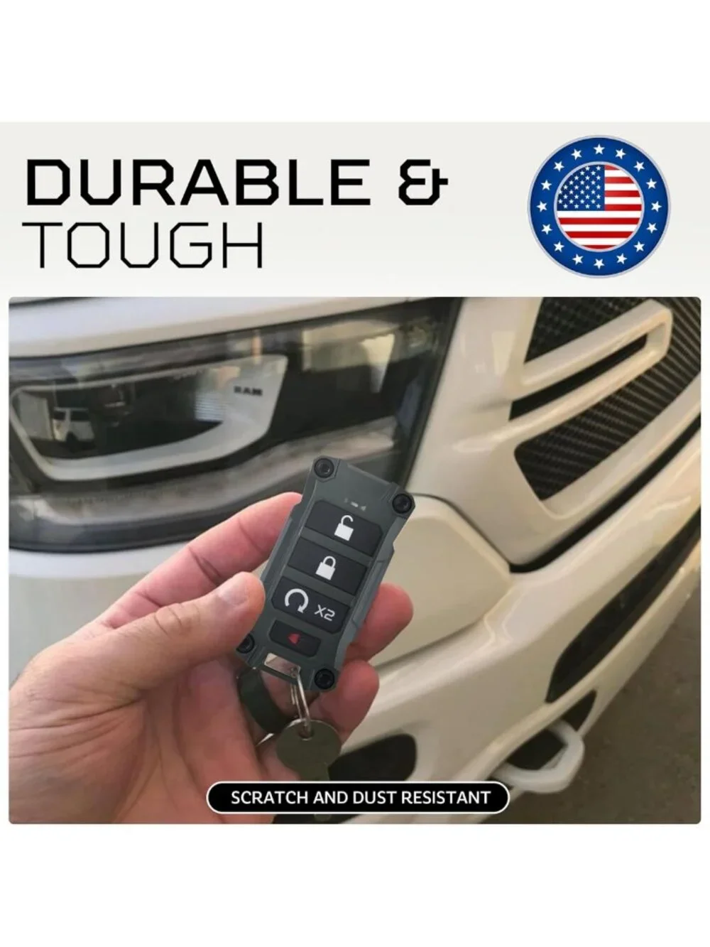 Custom Replacement Key Fob Case for Ram 2019+ - Durable Army Green Design